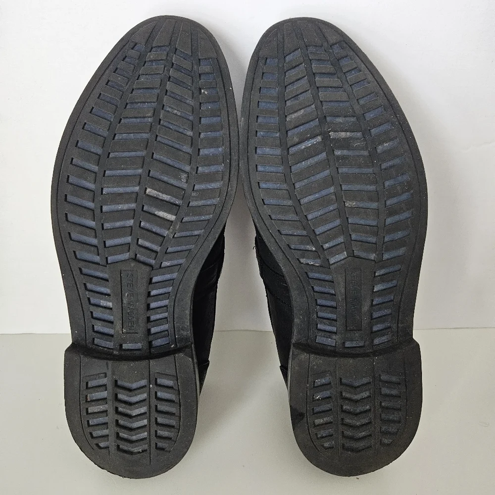 Steve Madden Mens‎ Black Leather Slip On Loafers Sz 11